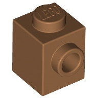 Lego kostka (kostička) 1x1 s nopem na jedné straně, tělová tmavší (6314190)